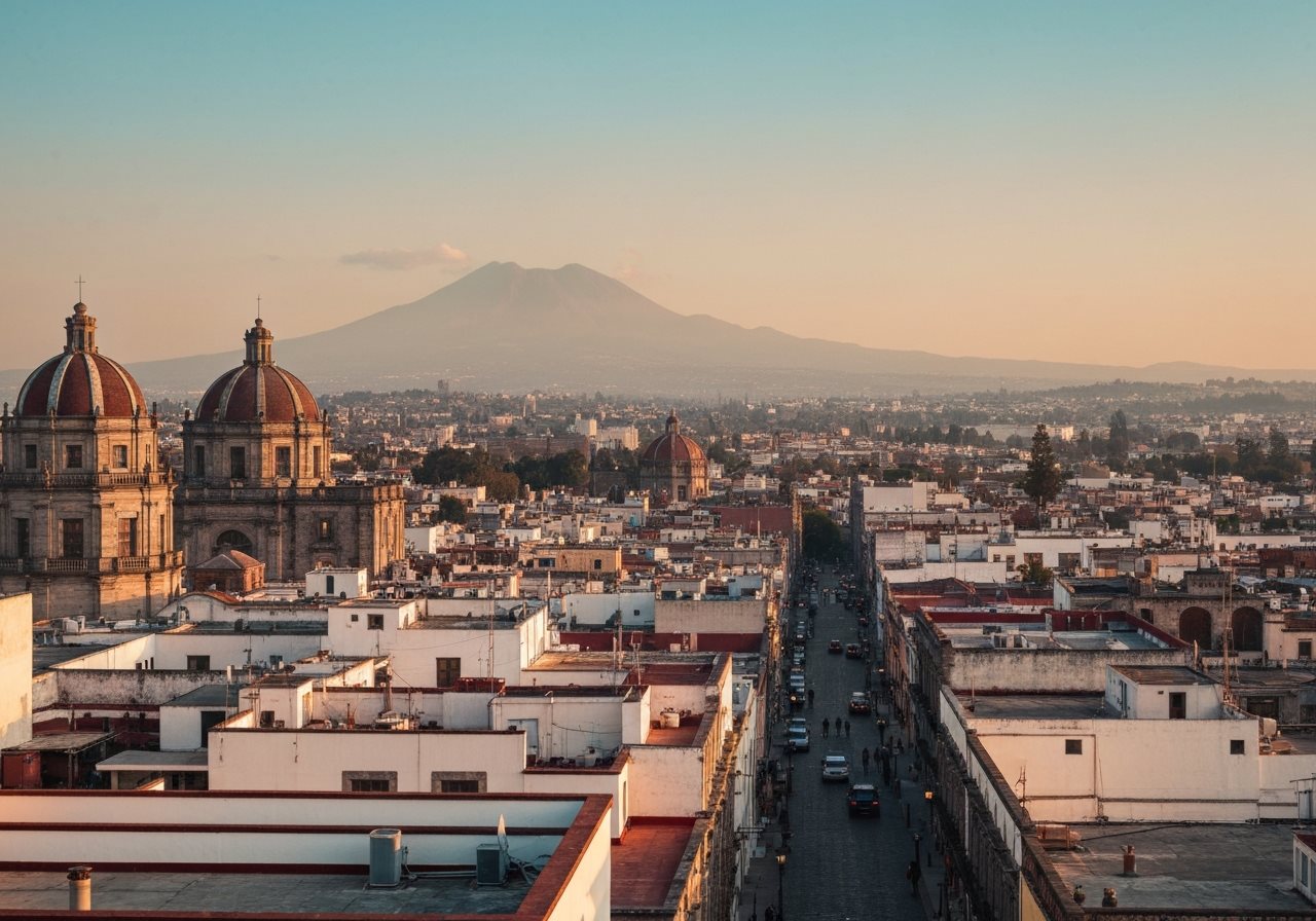 Mexico — Mexico City skyline at golden hour