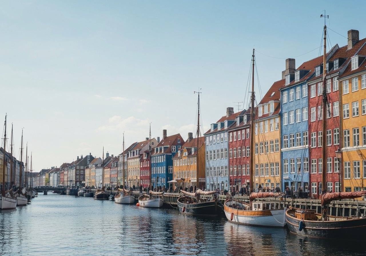 Denmark — Copenhagen waterfront colorful houses